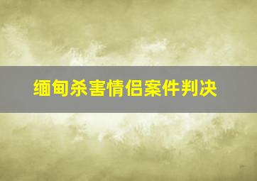 缅甸杀害情侣案件判决