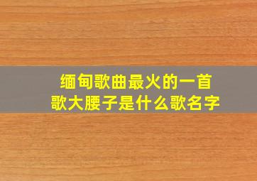 缅甸歌曲最火的一首歌大腰子是什么歌名字