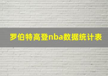 罗伯特高登nba数据统计表