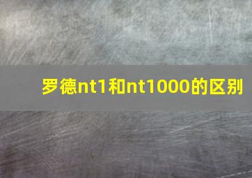 罗德nt1和nt1000的区别