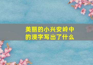 美丽的小兴安岭中的浸字写出了什么