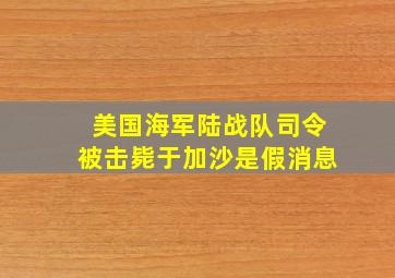 美国海军陆战队司令被击毙于加沙是假消息