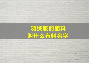 羽绒服的面料叫什么布料名字