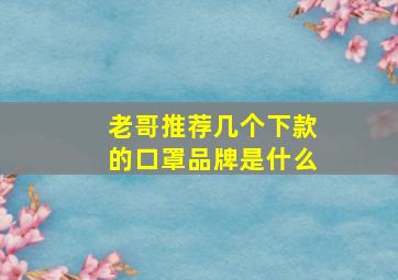 老哥推荐几个下款的口罩品牌是什么