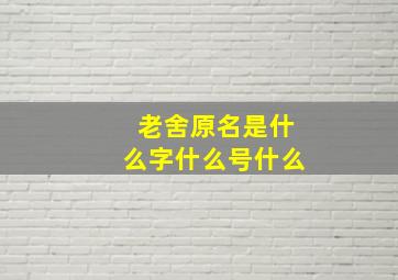 老舍原名是什么字什么号什么