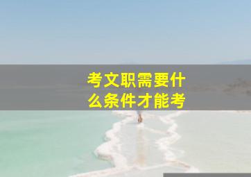 考文职需要什么条件才能考