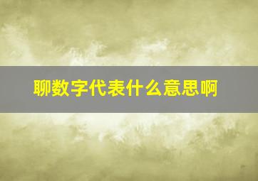 聊数字代表什么意思啊