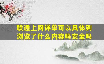 联通上网详单可以具体到浏览了什么内容吗安全吗