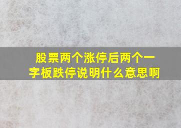 股票两个涨停后两个一字板跌停说明什么意思啊