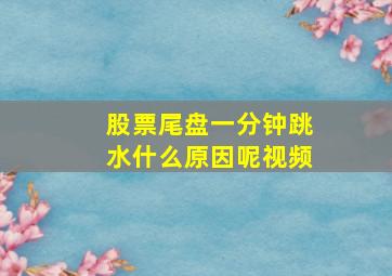 股票尾盘一分钟跳水什么原因呢视频