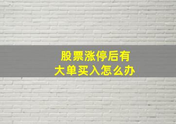 股票涨停后有大单买入怎么办