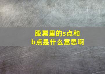 股票里的s点和b点是什么意思啊