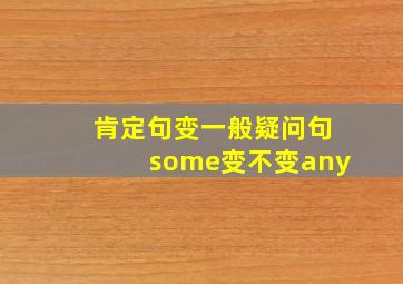 肯定句变一般疑问句some变不变any