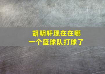 胡明轩现在在哪一个篮球队打球了