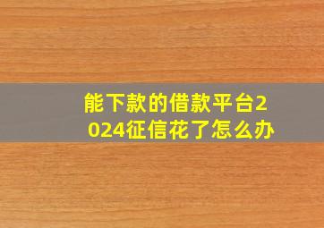 能下款的借款平台2024征信花了怎么办