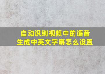 自动识别视频中的语音生成中英文字幕怎么设置