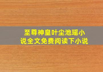 至尊神皇叶尘池瑶小说全文免费阅读下小说