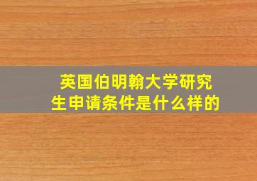 英国伯明翰大学研究生申请条件是什么样的