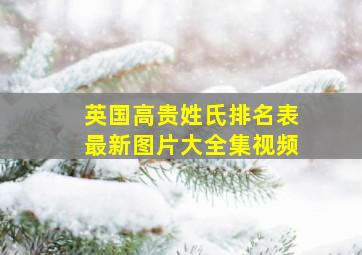 英国高贵姓氏排名表最新图片大全集视频