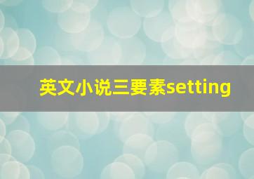 英文小说三要素setting