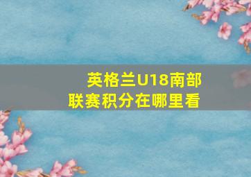 英格兰U18南部联赛积分在哪里看