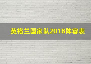 英格兰国家队2018阵容表