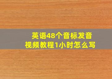 英语48个音标发音视频教程1小时怎么写