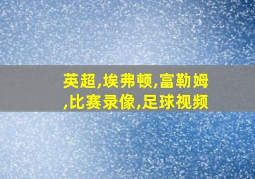 英超,埃弗顿,富勒姆,比赛录像,足球视频