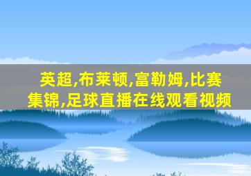 英超,布莱顿,富勒姆,比赛集锦,足球直播在线观看视频