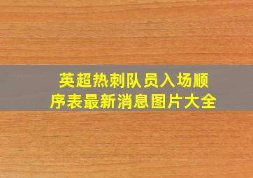 英超热刺队员入场顺序表最新消息图片大全