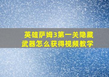 英雄萨姆3第一关隐藏武器怎么获得视频教学