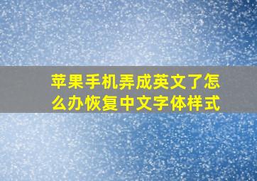 苹果手机弄成英文了怎么办恢复中文字体样式