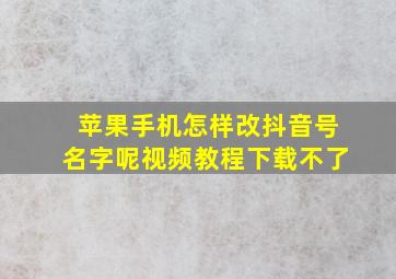 苹果手机怎样改抖音号名字呢视频教程下载不了