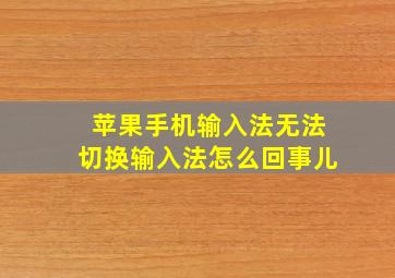 苹果手机输入法无法切换输入法怎么回事儿