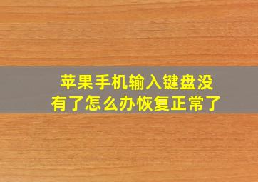 苹果手机输入键盘没有了怎么办恢复正常了