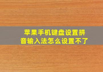 苹果手机键盘设置拼音输入法怎么设置不了