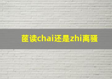 茝读chai还是zhi离骚