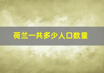 荷兰一共多少人口数量