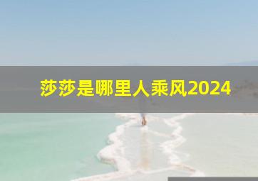 莎莎是哪里人乘风2024