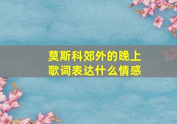 莫斯科郊外的晚上歌词表达什么情感