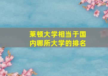 莱顿大学相当于国内哪所大学的排名