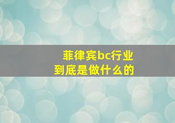 菲律宾bc行业到底是做什么的