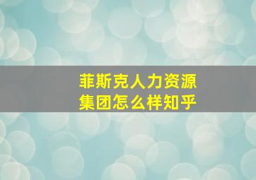 菲斯克人力资源集团怎么样知乎