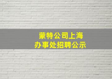 蒙特公司上海办事处招聘公示