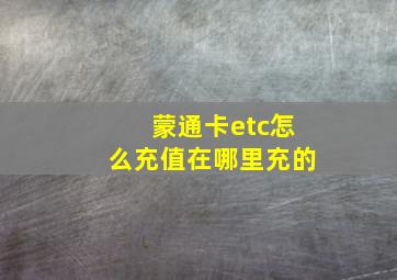 蒙通卡etc怎么充值在哪里充的