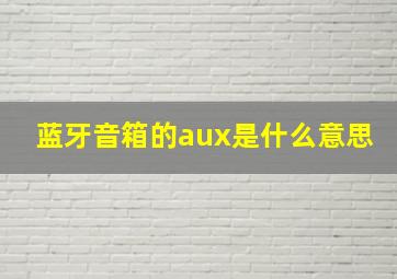 蓝牙音箱的aux是什么意思