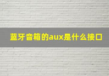 蓝牙音箱的aux是什么接口