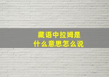 藏语中拉姆是什么意思怎么说