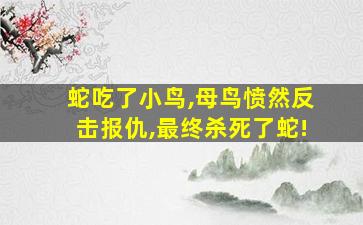 蛇吃了小鸟,母鸟愤然反击报仇,最终杀死了蛇!