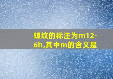 螺纹的标注为m12-6h,其中m的含义是